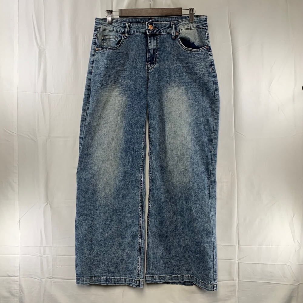 Gemma Rae Wide Leg Jeans Womens 11/30‎ Blue Isabella Acid Wash High Rise